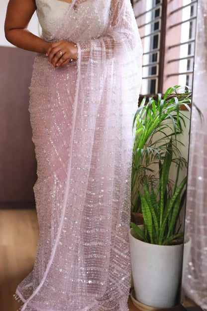 Pre-stitched saree Pink Goonshopping