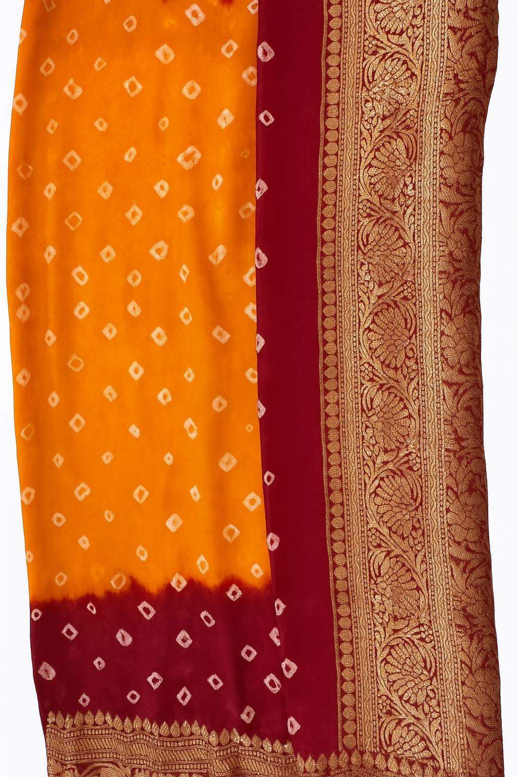 Bandhej Saree Orange and Maroon
