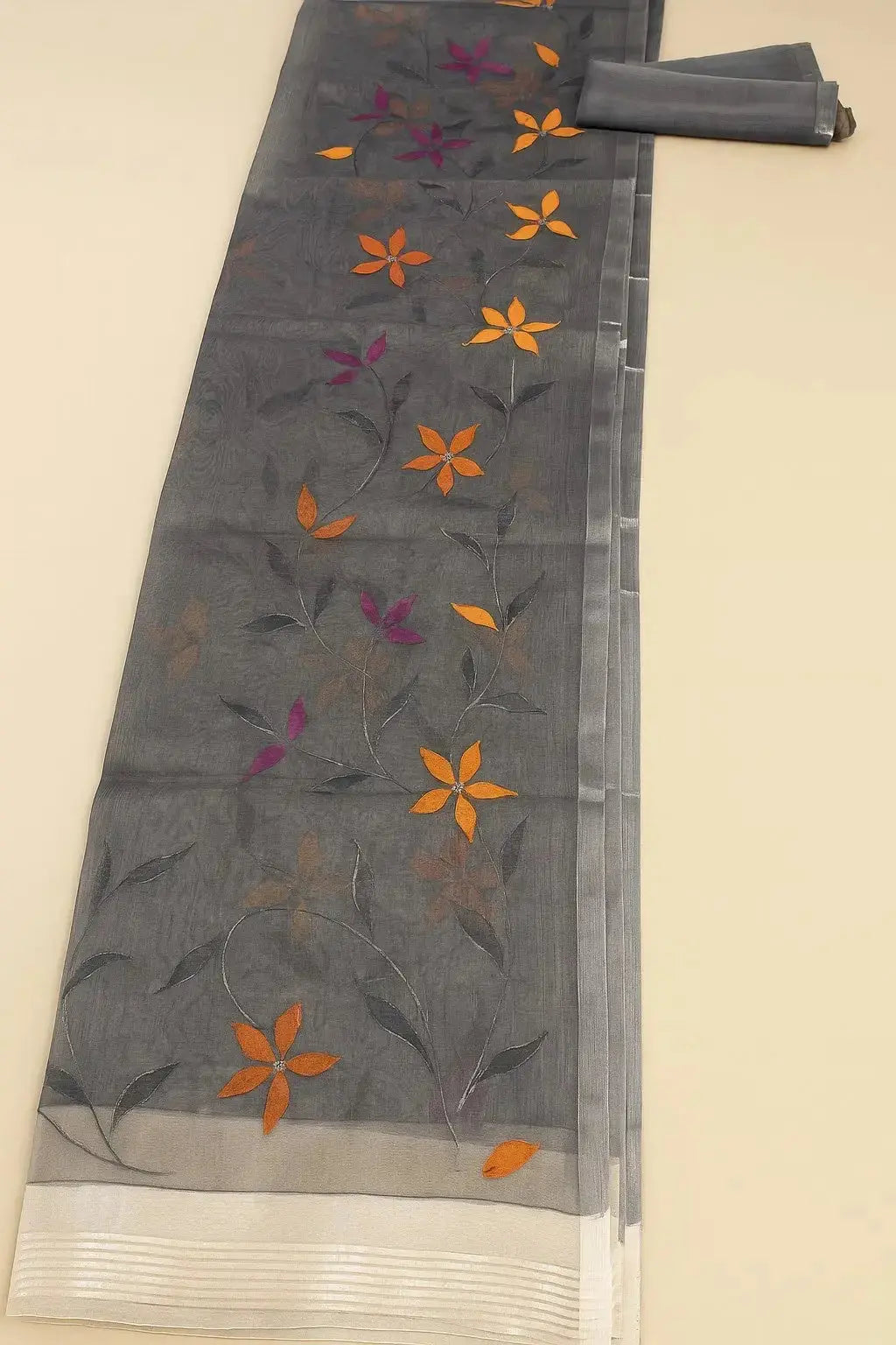 Muslin Hand Painted Handloom Saree - Deepika's Adornments