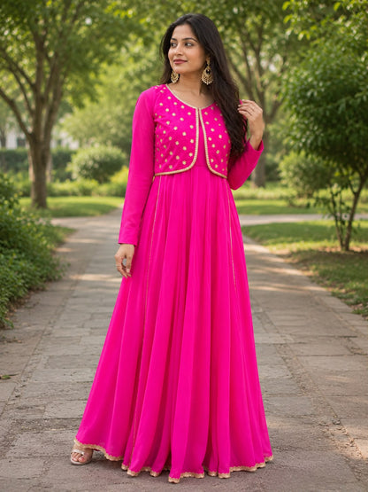 stunning Rani Pink Georgette Anarkali SetAN Deepika's Adornments