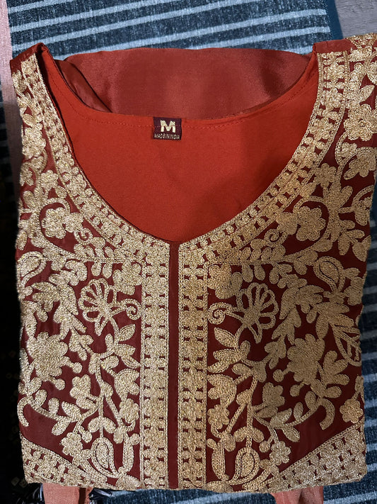 Party Wear Rust Wide Leg Plazzo