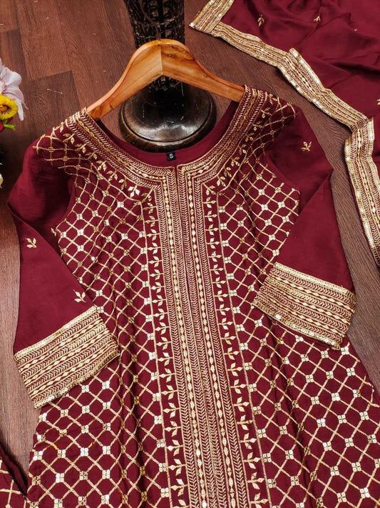 Chinnon Mahroon Plazzoo suit