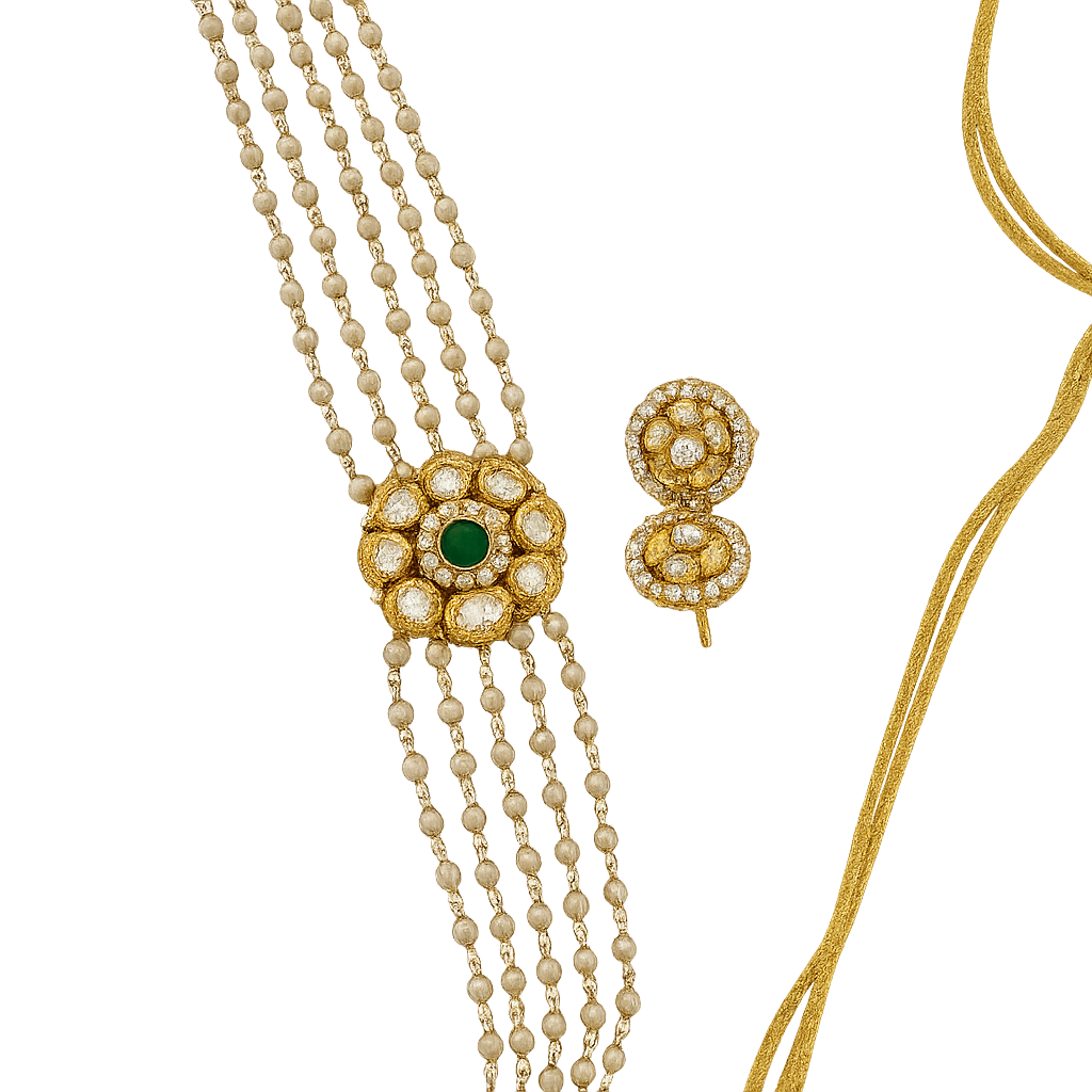 Jhansi Kundan Chokar Set-Green