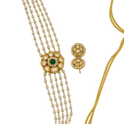 Jhansi Kundan Chokar Set-Green