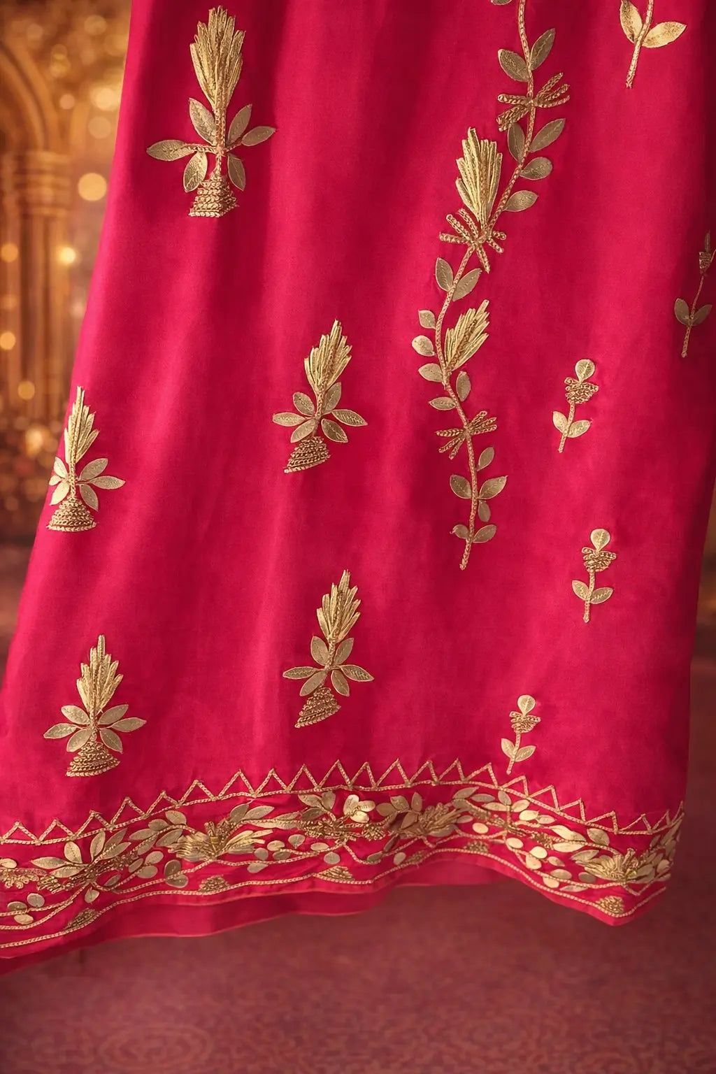 Pink Coral Gota Patti Dhoti Suit - Tulip Pants with Heavy Dupatta Rachna Suits