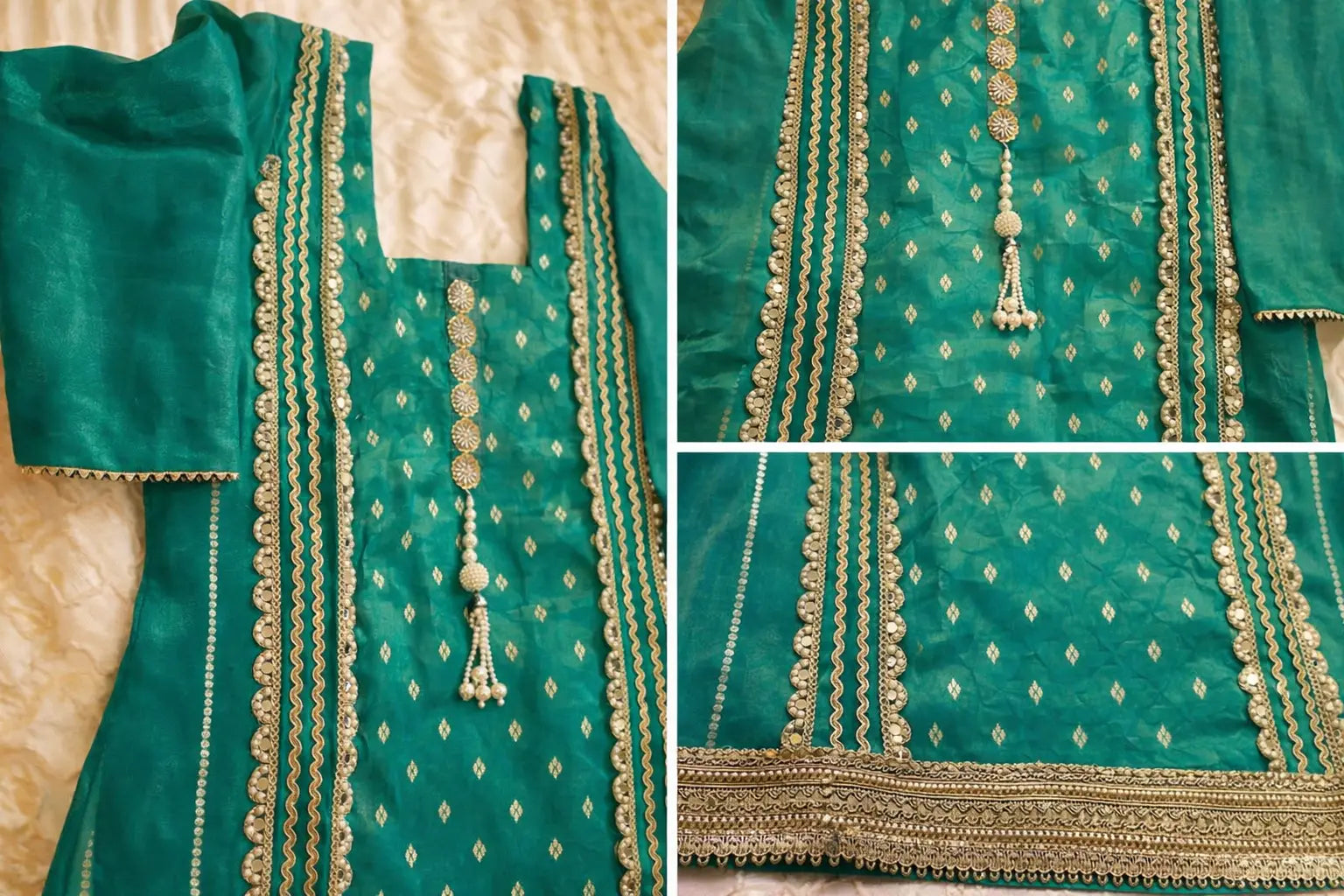 Shimmer Banarsi Salwar Suit - Fully Lined with Square Neck Rachna Suits