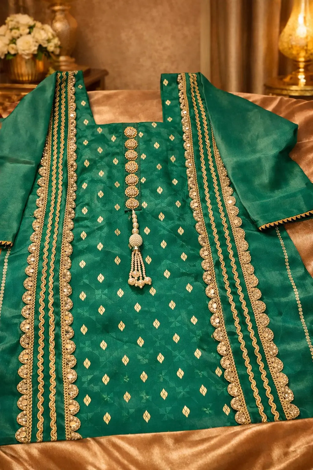 Shimmer Banarsi Salwar Suit - Fully Lined with Square Neck Rachna Suits