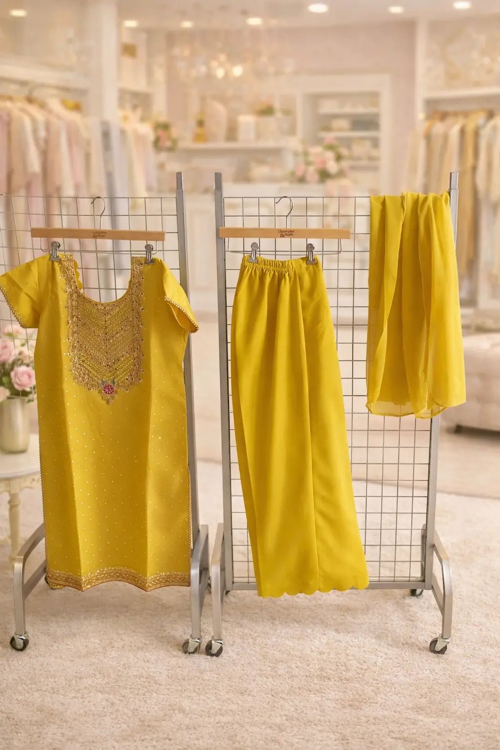Mustard Maheshwari Silk Kurti with Zari, Foil Mirror & Gota Pati Work Rachna Suits