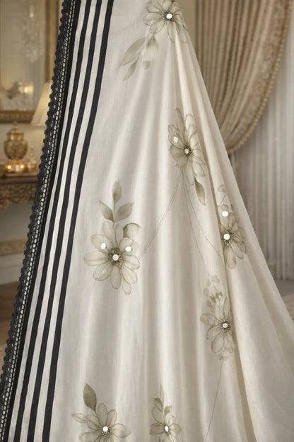 Organza Cream & Rose Gold Salwar Suit with Mirror & Pearl Work Rachna Suits
