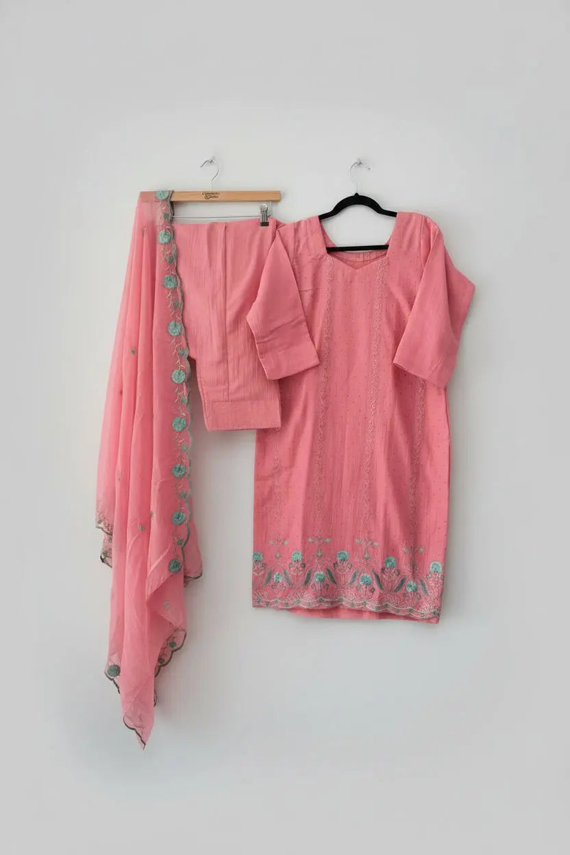 Embroidered Gajree Salwar Suit - Crystal Stone & Zari Work Rachna Suits