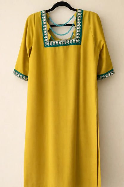 Organza Kameez with Mirror Work, Threadwork & Gold Zari Butti Rachna Suits
