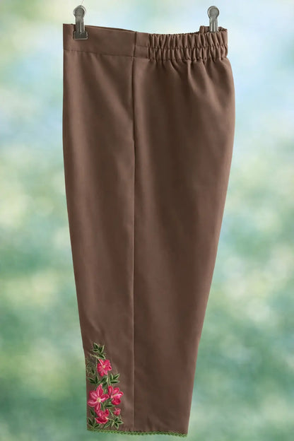 Mocha & Magenta Muslin Kameez with Embroidered Straight Pants Rachna Suits