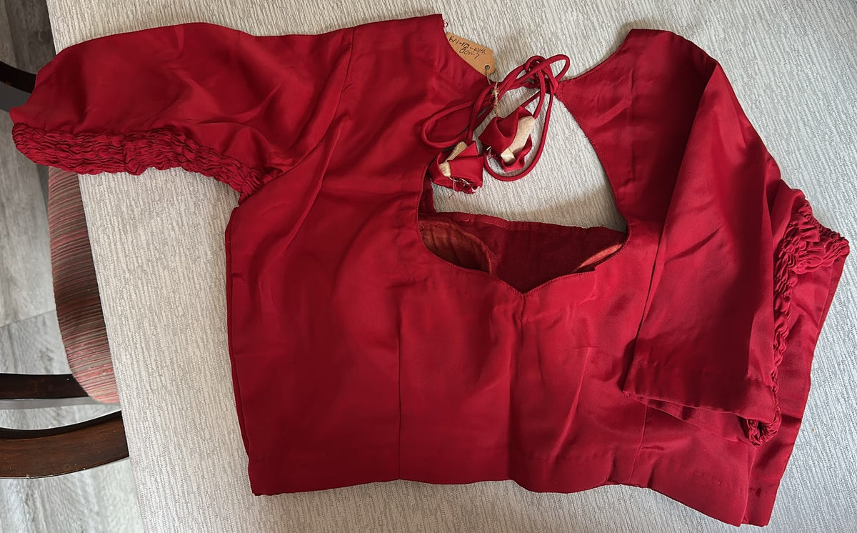 Luxury Ready-to-Wear Red Saree – Premium Georgette with Hand Embroidery Deepika's Adornments