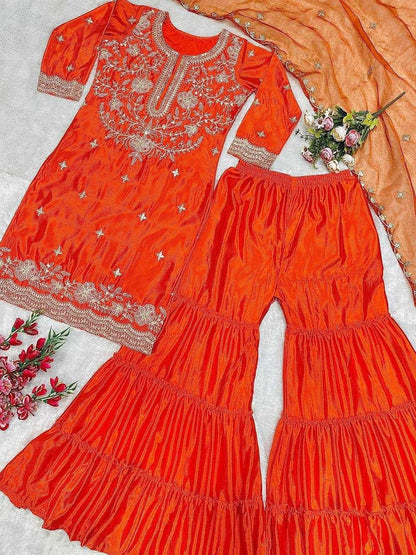 Chinon Silk Suit Orange