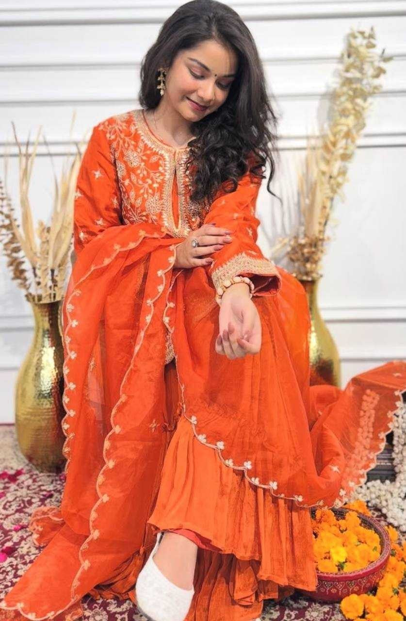 Chinon Silk Suit Orange