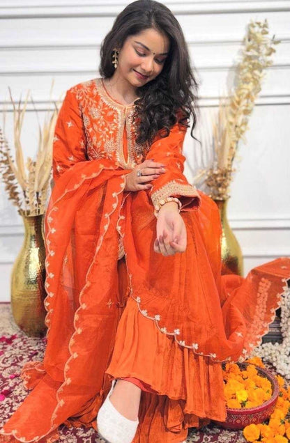 Chinon Silk Suit Orange