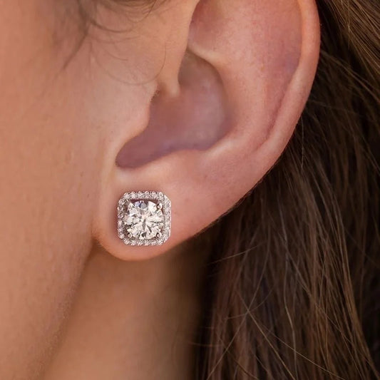 925 Sterling Silver Moissanite Square Studs 1.0 K FPJ33332