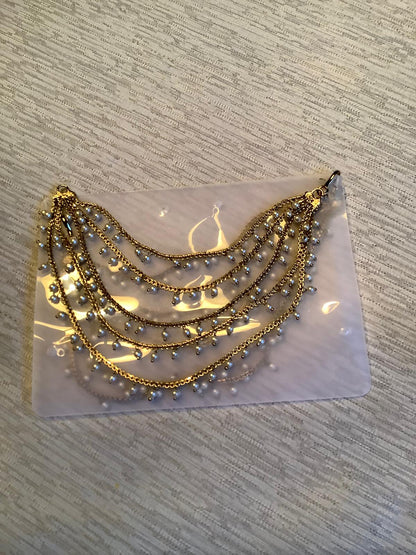Gold Multi-Layer Pearl Shahara - Bridal Hair Chain Accessory for Earrings Deepika's Adornments