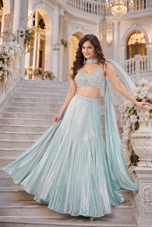 Shimmer Silk Lengha Deepika's Adornments