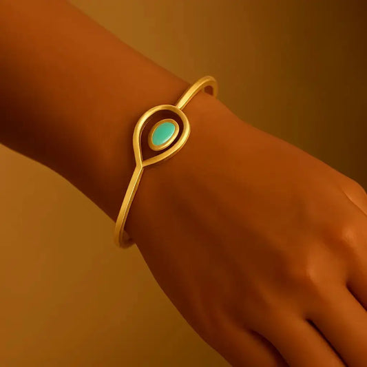 Sterling Silver Bracelet Openable Aqua