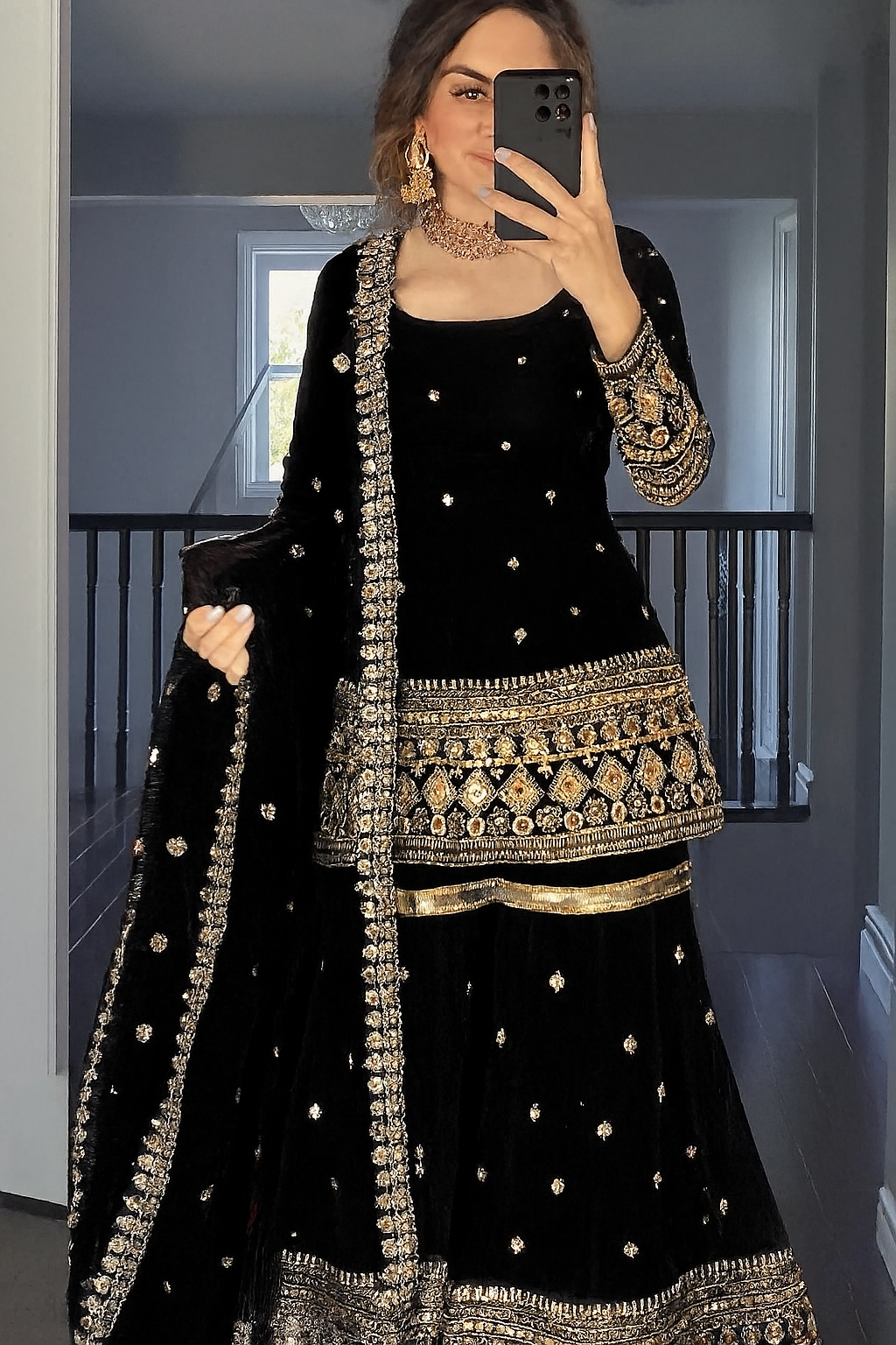 Vichitra Silk Black Sharara Suit