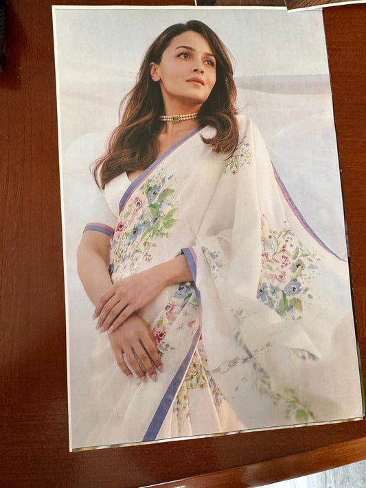 Satin Silk Saree Printed-Alia Style