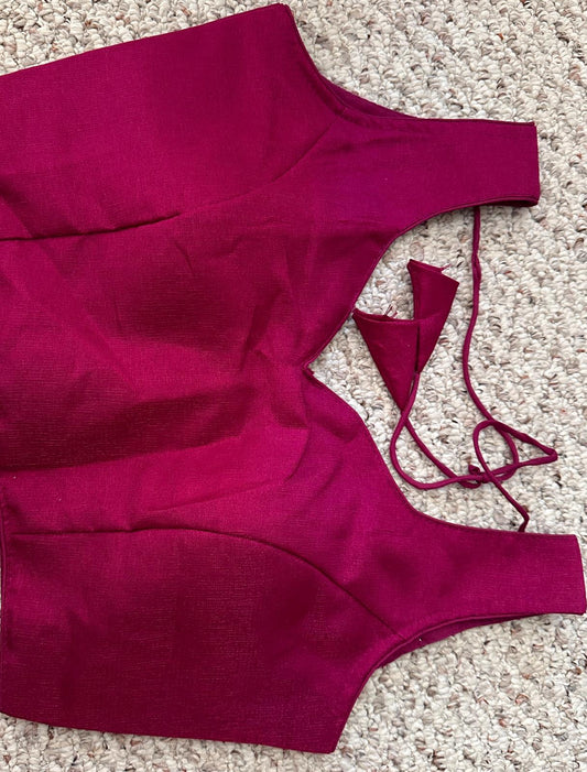 Shaburi Milan Silk Readymade Blouse- Wine