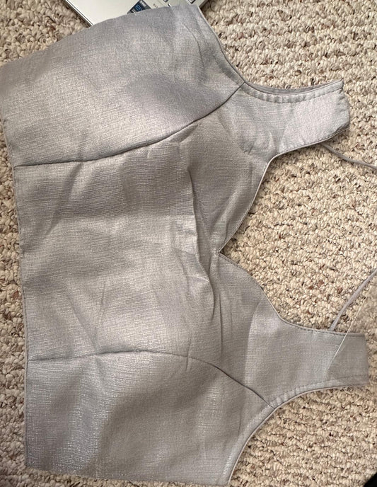 Saburi Milan Silk Readymade Blouse -Silver