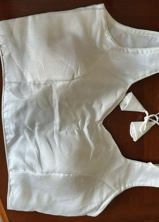 Saburi Milan Silk Readymade Blouse - White