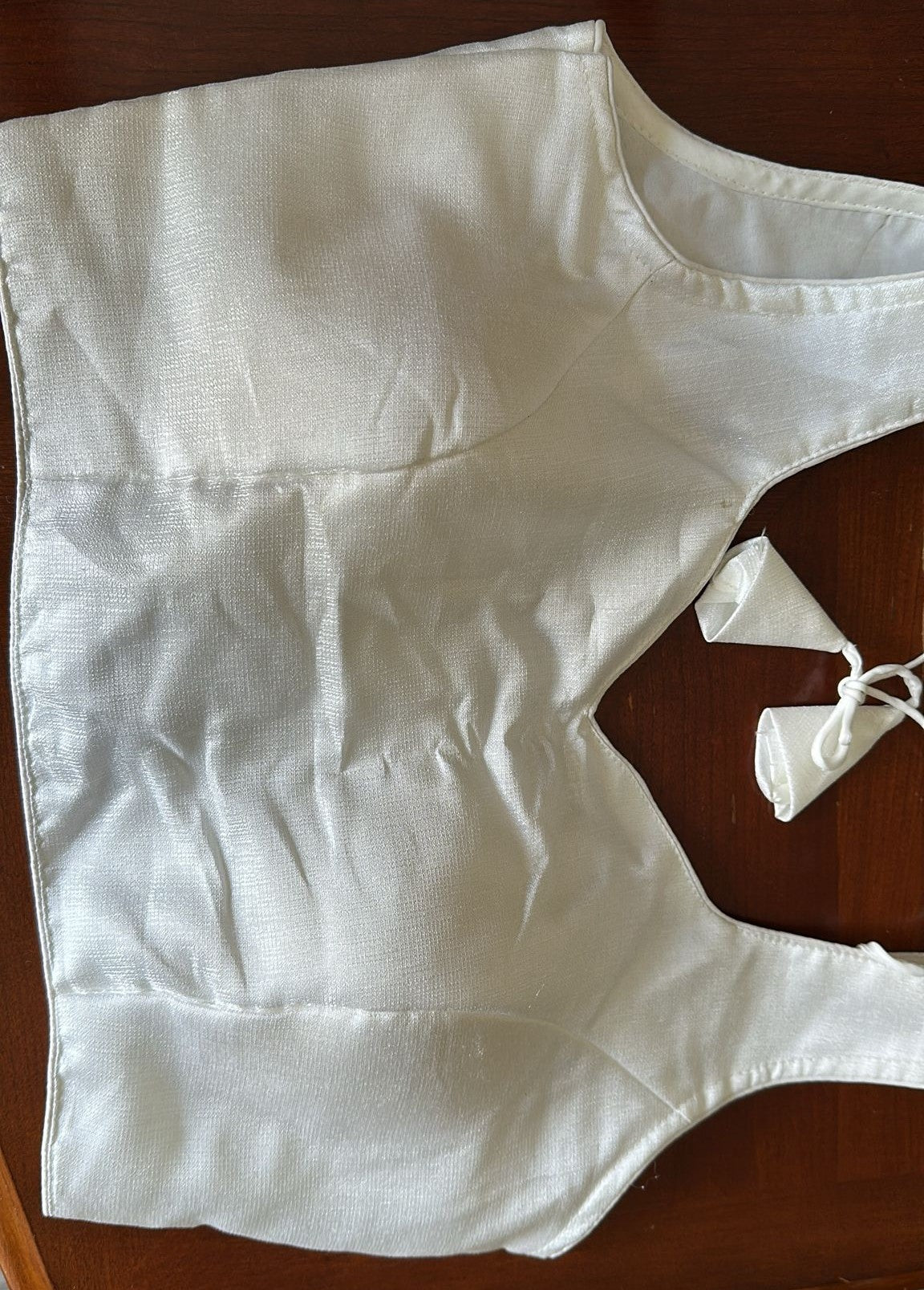 Shaburi Milan Silk Readymade Blouse-White