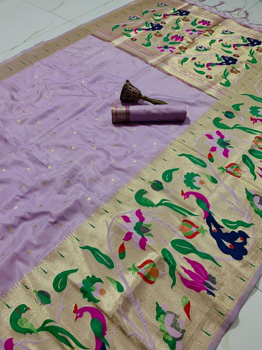 Soft Kanchipuram Paithani Saree-Light Purple