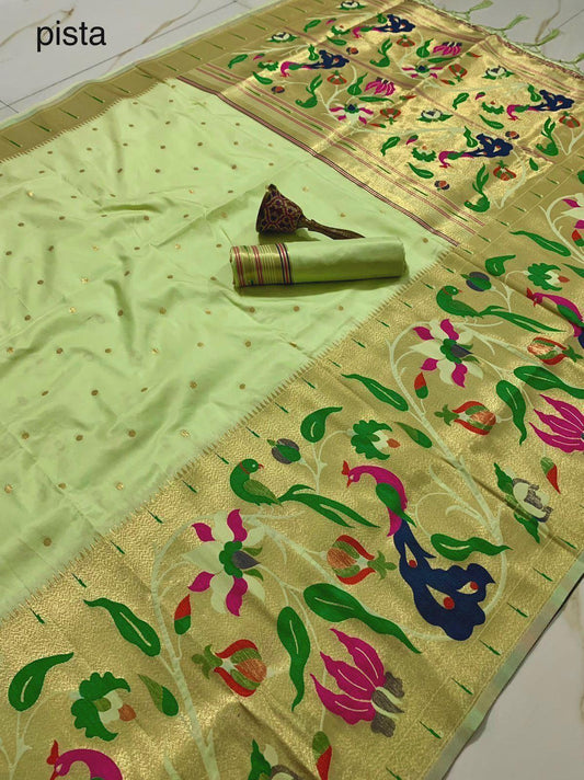 Soft Kanchipuram Paithani Saree-Pista