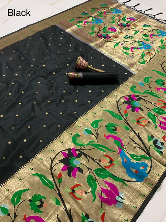 Soft Kanchipuram Paithani Saree-Black