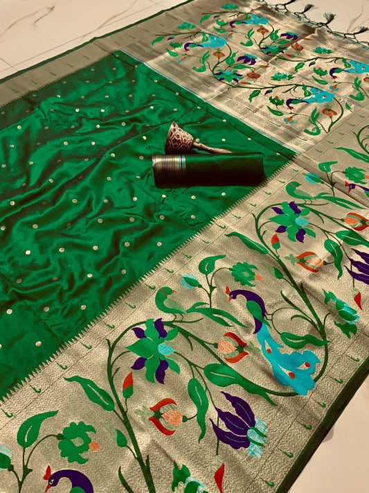 Soft Kanchipuram Paithani Saree-Green