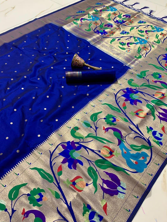 Soft Kanchipuram Paithani Saree-Royal Blue