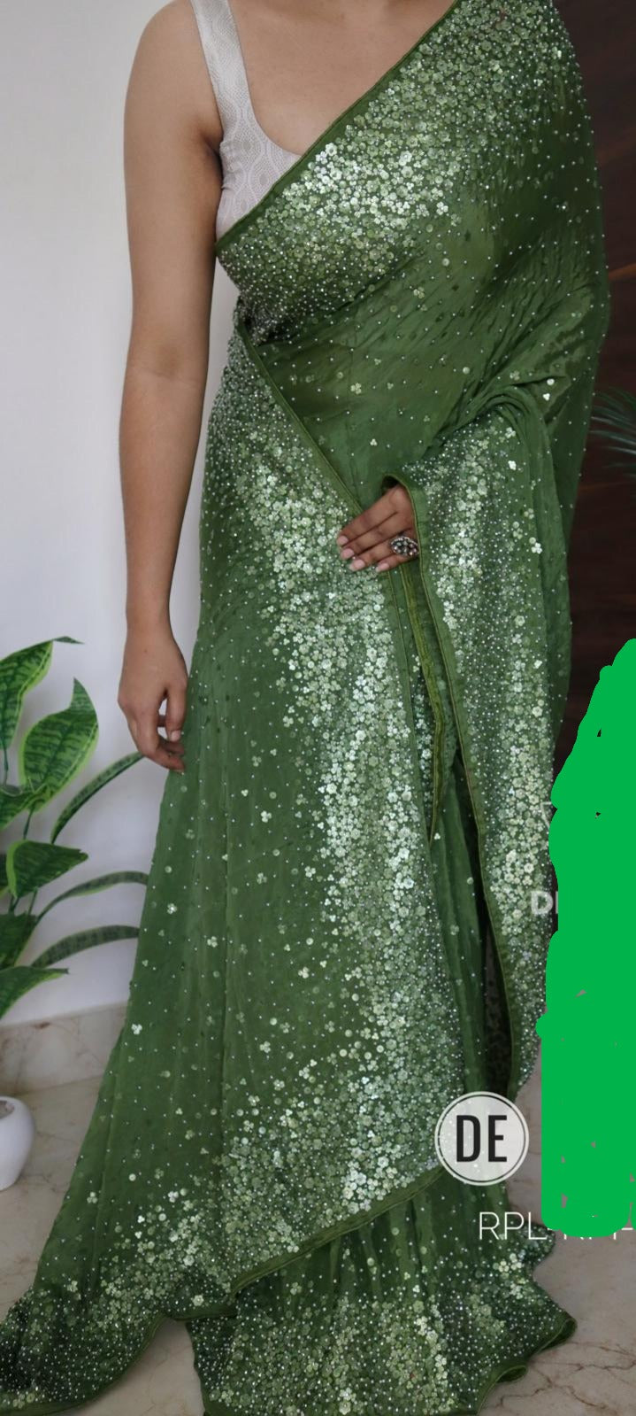 Pure Georgette Saree-Green