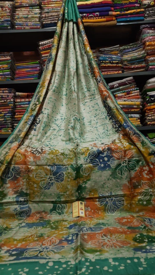Pure Bishnupuri Silk Hand WaxBatik Sarees - SGRN Multi