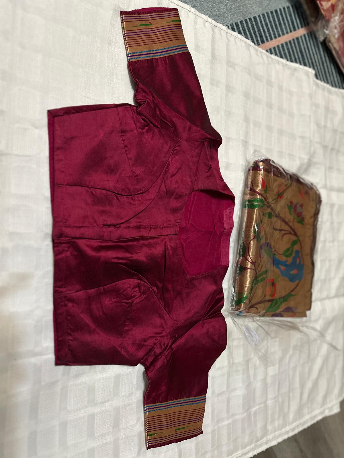Soft Kanchipuram Paithani saree-Wine