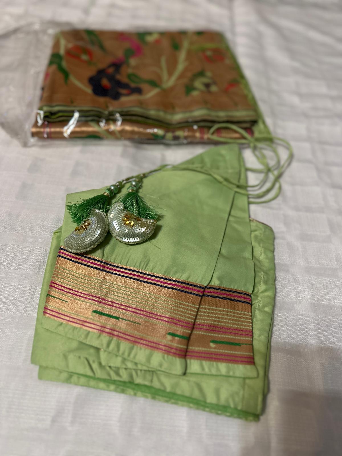Soft Kanchipuram Paithani Saree-Pista