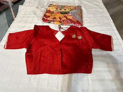 Pure Bishnupuri Silk Hand WaxBatik Sarees -Red