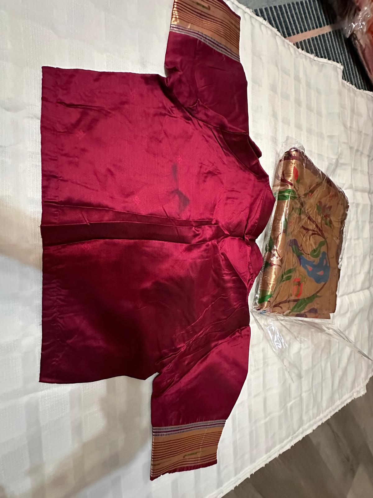 Soft Kanchipuram Paithani saree-Wine
