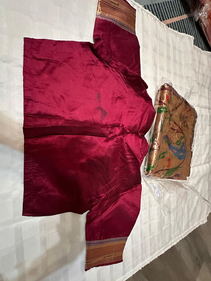Soft Kanchipuram Paithani saree-Wine