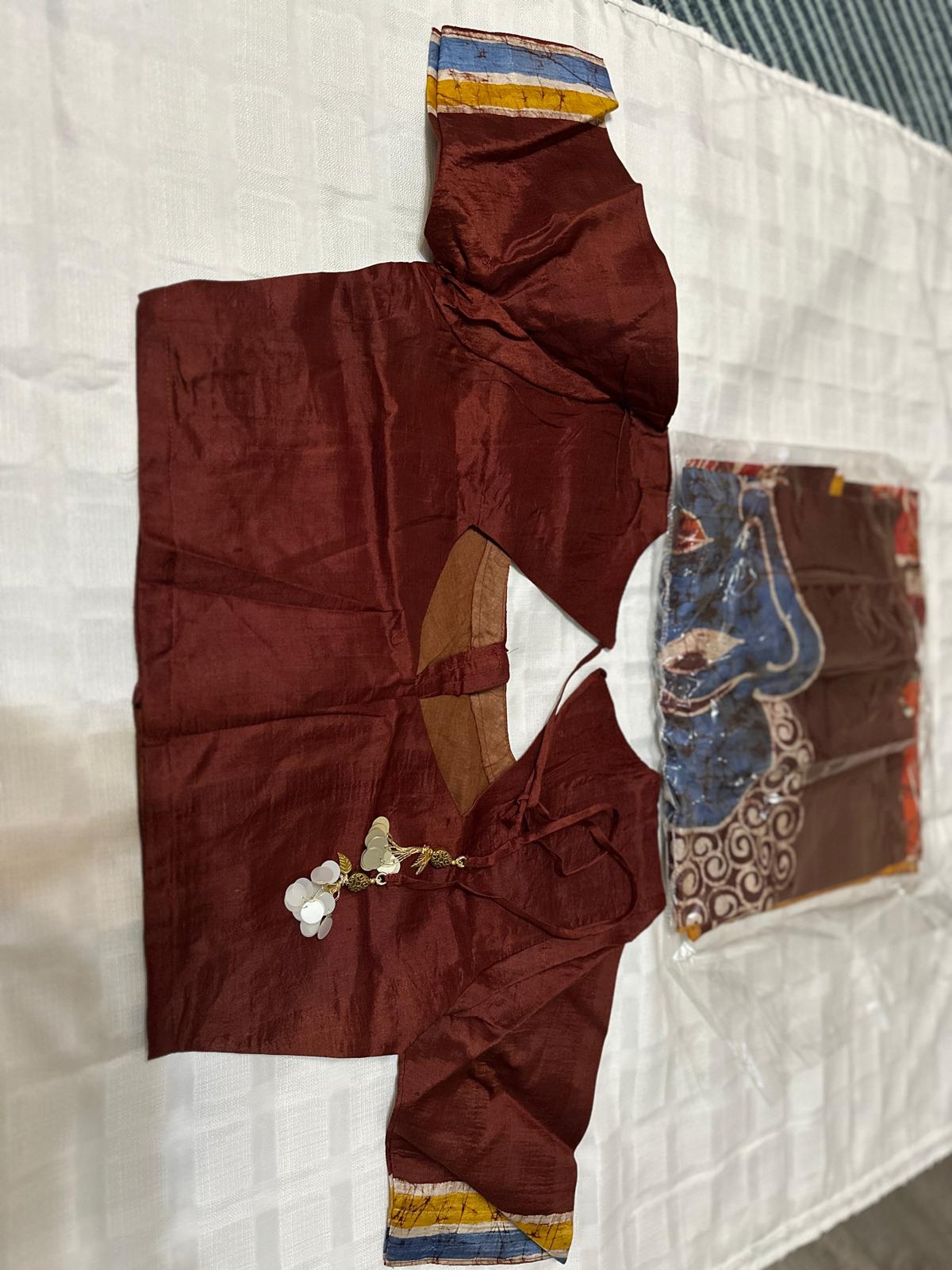 Pure Bishnupuri Silk Hand WaxBatik Sarees-Rust Maroon