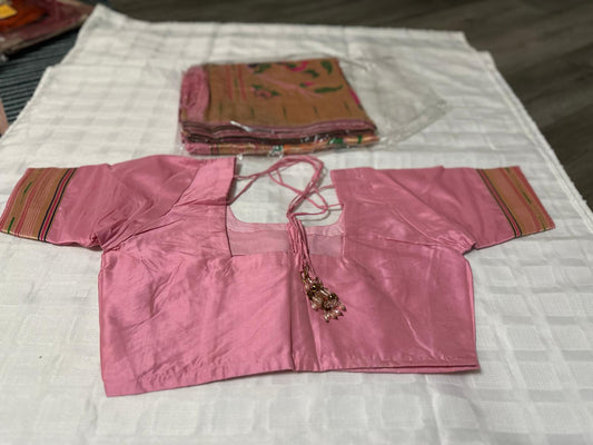 Soft Kanchipuram Paithani Saree-Pink