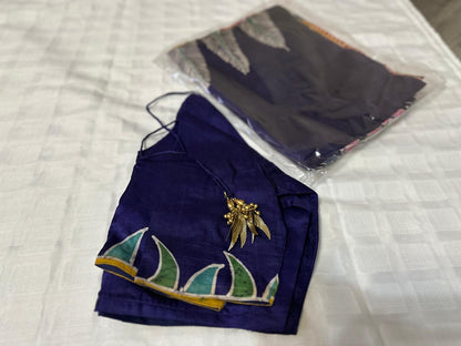 Pure Bishnupuri Silk Hand WaxBatik Sarees - PRPLBLUE