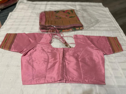 Soft Kanchipuram Paithani Saree-Pink