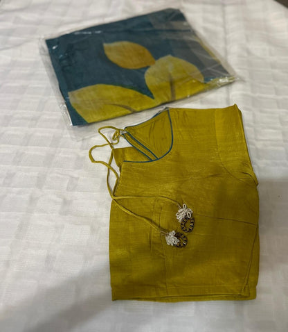 Tussar Silk Digital Floral Print Saree-Blue