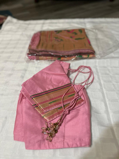 Soft Kanchipuram Paithani Saree-Pink