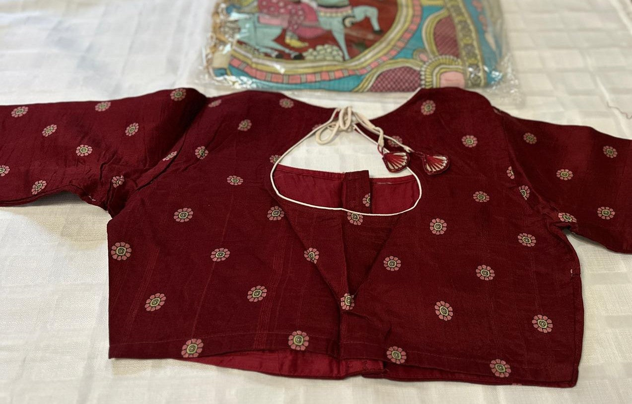 Kalamkari Print Tussar Silk saree