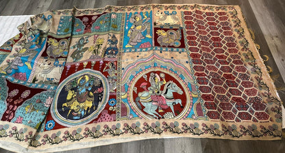 Kalamkari Print Tussar Silk saree